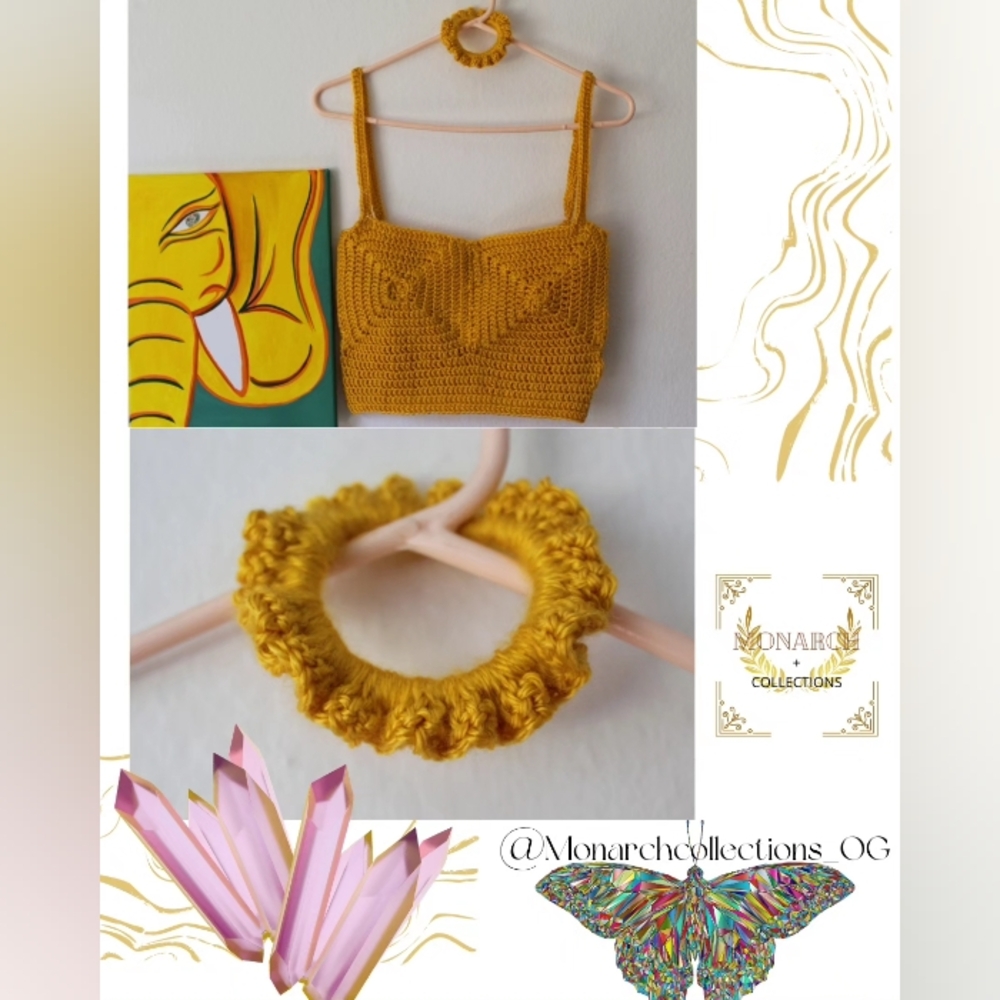 Original Handmade Crochet Crokini & Scrunchie Set
